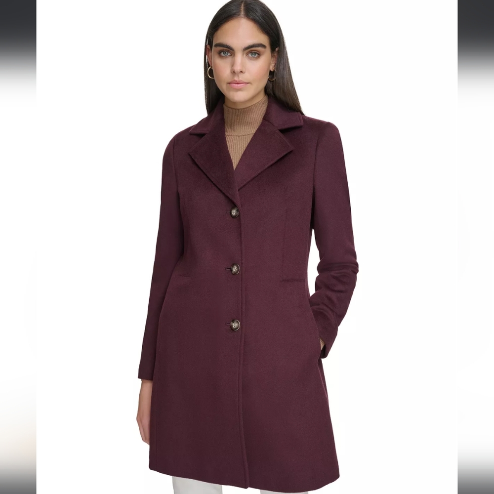 CK CASHMERE Wool Blend Coat NEW Size 8 Red Calvin Klein